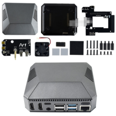 Gabinete de alum&iacute;nio Argon One para Raspberry Pi 4B com ventoinha e placa adaptadora