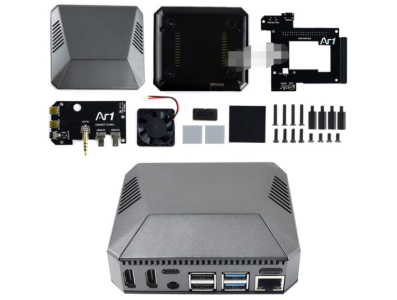Gabinete de alum&iacute;nio Argon One para Raspberry Pi 4B com ventoinha e placa adaptadora - Imagem 1