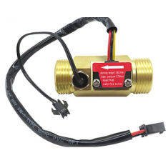Sensor de Fluxo de &Aacute;gua ZJ-B6 com Sonda de Temperatura, Rosca G3/4, 1 a 30 L/min, 5 a 15 V, Lat&atilde;o