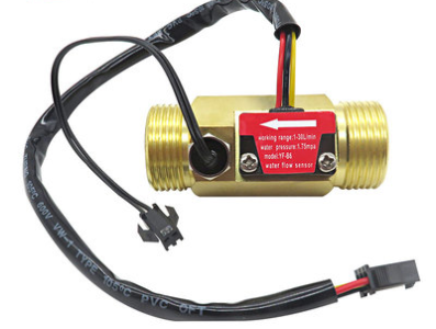 Sensor de Fluxo de &Aacute;gua ZJ-B6 com Sonda de Temperatura, Rosca G3/4, 1 a 30 L/min, 5 a 15 V, Lat&atilde;o - Imagem 1