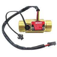Sensor de Fluxo de &Aacute;gua ZJ-B6 com Sonda de Temperatura, Rosca G3/4, 1 a 30 L/min, 5 a 15 V, Lat&atilde;o