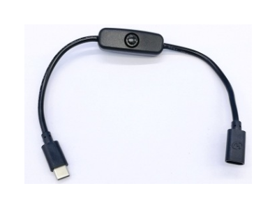 Cabo Type‑C 28 cm 4A macho-f&ecirc;mea com interruptor para Raspberry Pi 4 - Imagem 1