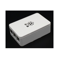 Gabinete em pl&aacute;stico ABS branco com logo para Raspberry Pi 4B