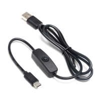 Cabo USB para Type-C 5V 3A com interruptor liga/desliga, controle de energia, compat&iacute;vel com Raspberry Pi 4B