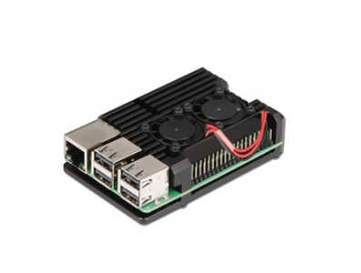Gabinete em alum&iacute;nio preto com dupla ventoinha para Raspberry Pi 4B - Imagem 7