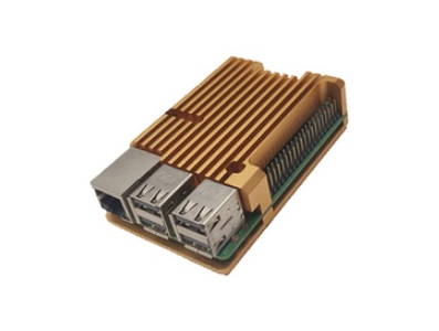 Gabinete em alum&iacute;nio dourado para Raspberry Pi 4B - Imagem 1