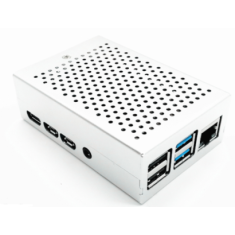 Gabinete em liga de alum&iacute;nio prateado com dissipa&ccedil;&atilde;o de calor para Raspberry Pi 4B, compat&iacute;vel com ventoinhas 3007/3010