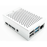 Gabinete em liga de alum&iacute;nio prateado com dissipa&ccedil;&atilde;o de calor para Raspberry Pi 4B, compat&iacute;vel com ventoinhas 3007/3010