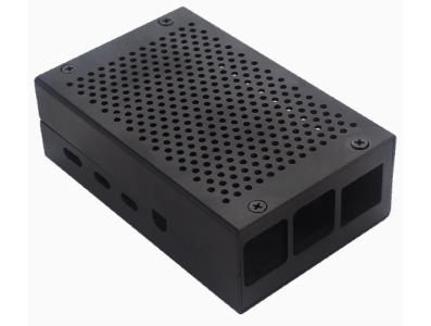 Gabinete em liga de alum&iacute;nio preto para Raspberry Pi 4B com dissipa&ccedil;&atilde;o de calor e acabamento met&aacute;lico brilhante, compat&iacute;vel com  - Imagem 1