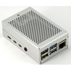 Caixa em liga de alum&iacute;nio prateada para Raspberry Pi 4B compat&iacute;vel com ventoinhas 3007/3010