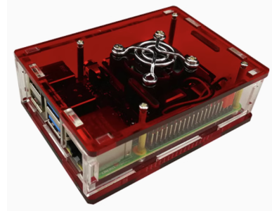 Gabinete acr&iacute;lico vermelho para Raspberry Pi 4B compat&iacute;vel com ventiladores 3007/3010 - Imagem 1