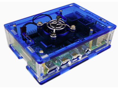 Gabinete acr&iacute;lico azul para Raspberry Pi 4B com suporte para ventoinhas 3007/3010 - Imagem 1