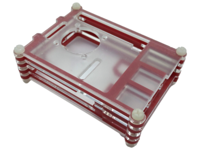 Gabinete acr&iacute;lico vermelho e transparente multicamadas (9 camadas) para Raspberry Pi 4B, suporta ventoinhas 3007/3010 - Imagem 1