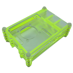 Gabinete em acr&iacute;lico 9 camadas verde e transparente para Raspberry Pi 4B, compat&iacute;vel com ventoinhas 3007/3010
