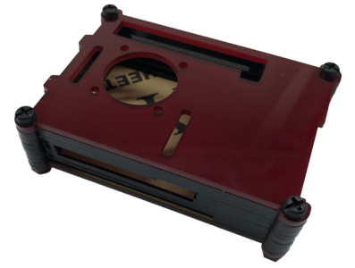 Gabinete em acr&iacute;lico multicamadas (9 camadas) vermelho e preto para Raspberry Pi 4B, compat&iacute;vel com ventiladores 3007/3010 - Imagem 1