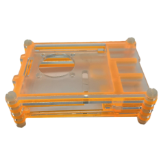 Gabinete em acr&iacute;lico laranja e transparente de 9 camadas para Raspberry Pi 4B, compat&iacute;vel com ventoinhas 3007/3010
