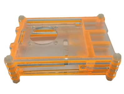 Gabinete em acr&iacute;lico laranja e transparente de 9 camadas para Raspberry Pi 4B, compat&iacute;vel com ventoinhas 3007/3010 - Imagem 1