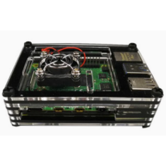 Gabinete acr&iacute;lico 9 camadas marrom escuro e branco para Raspberry Pi 4B, compat&iacute;vel com ventoinhas 3007/3010