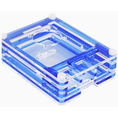 Gabinete acr&iacute;lico multicamadas (9 camadas) azul e transparente para Raspberry Pi 4B, compat&iacute;vel com ventoinhas 3007/3010
