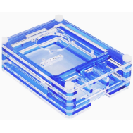 Gabinete acr&iacute;lico multicamadas (9 camadas) azul e transparente para Raspberry Pi 4B, compat&iacute;vel com ventoinhas 3007/3010