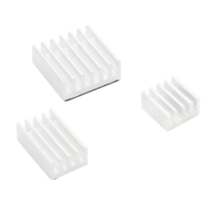 Conjunto de dissipadores de alum&iacute;nio branco 3 em 1 para Raspberry Pi 4B