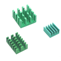 Conjunto de dissipadores de alum&iacute;nio 3 em 1 verde para Raspberry Pi 4B