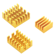 Conjunto 3 em 1 de dissipadores de calor em alum&iacute;nio dourado para Raspberry Pi 4B