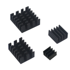 Conjunto 4 em 1 de dissipadores de calor em alum&iacute;nio preto para Raspberry Pi 4B