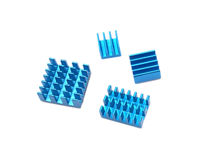 Conjunto 4 em 1 de dissipadores de calor em alum&iacute;nio azul para Raspberry Pi 4B - Imagem 1