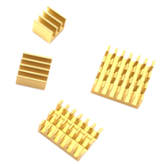 Dissipadores de calor 4 em 1 em alum&iacute;nio dourado para Raspberry Pi 4B