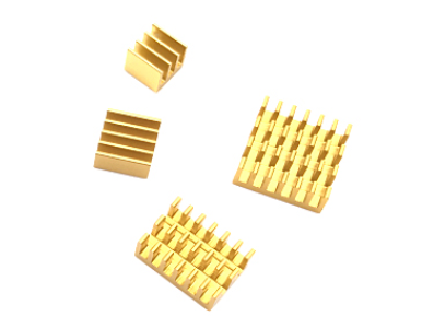 Dissipadores de calor 4 em 1 em alum&iacute;nio dourado para Raspberry Pi 4B - Imagem 1