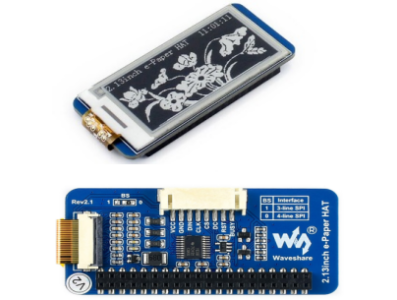 Display E-Paper E-Ink 2,13'' Preto e Branco (2 cores) HAT, Interface SPI, 250&times;122 px, suporta atualiza&ccedil;&atilde;o parcial para Raspberry - Imagem 1