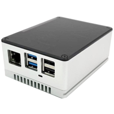 Carca&ccedil;a de alum&iacute;nio prateada para Rock Pi 4A/4B/4B Plus com tampa acr&iacute;lica bege 94 x 70 x 38 mm
