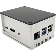Gabinete de alum&iacute;nio prateado para Rock Pi 4A/4B/4B Plus com tampa acr&iacute;lica bege 94 x 70 x 53 mm