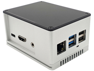 Gabinete de alum&iacute;nio prateado para Rock Pi 4A/4B/4B Plus com tampa acr&iacute;lica bege 94 x 70 x 53 mm - Imagem 1