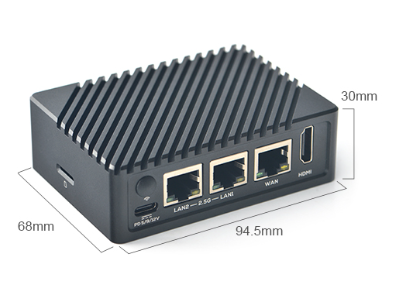 NanoPi R5S 4GB 16GB eMMC RK3568, placa de desenvolvimento com gabinete met&aacute;lico preto - Imagem 1