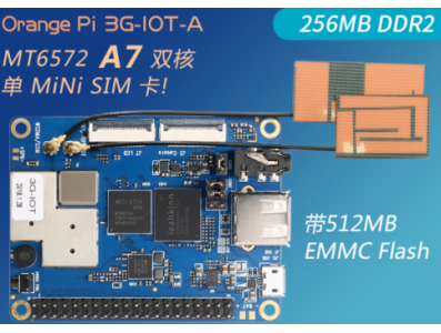 Orange Pi 3G-IOT-A Placa de desenvolvimento MT6572 A7 256MB DDR2 512MB eMMC Suporta Android 4.4 - Imagem 1