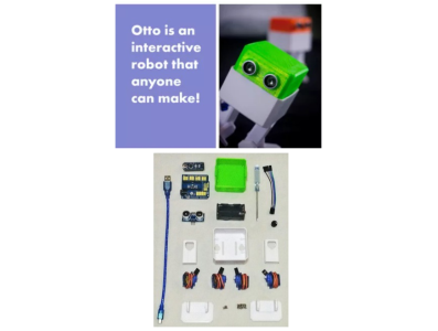 Rob&ocirc; DIY OTTO V4 program&aacute;vel com mBlock para BBC Micro:bit, cores dispon&iacute;veis: verde, vermelho, azul, laranja, preto, roxo ou ro - Imagem 1