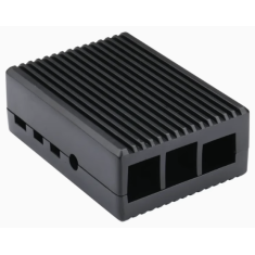 Gabinete em liga de alum&iacute;nio preto para Raspberry Pi 4B