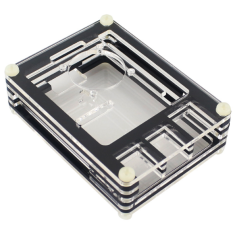 Caixa acr&iacute;lica transparente branco e preto, 9 camadas, para Raspberry Pi 3B+ com suporte para ventoinhas