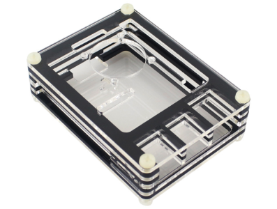 Caixa acr&iacute;lica transparente branco e preto, 9 camadas, para Raspberry Pi 3B+ com suporte para ventoinhas - Imagem 1