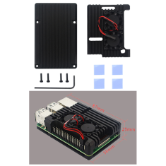 Gabinete em alum&iacute;nio com duas ventoinhas para Raspberry Pi 3B/3B+