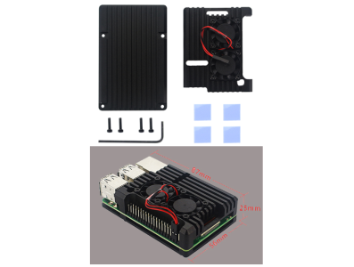 Gabinete em alum&iacute;nio com duas ventoinhas para Raspberry Pi 3B/3B+ - Imagem 1