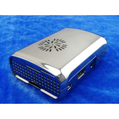 Caixa injetada para Raspberry Pi 3B/3B+ com face espelhada prata e pilares