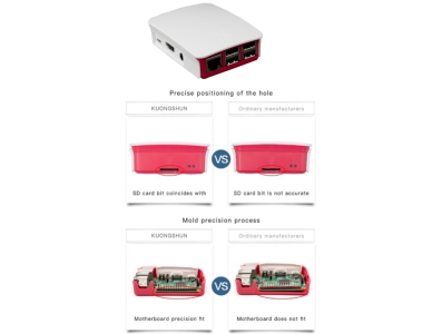 Gabinete oficial em ABS para Raspberry Pi 3B/3B+, vermelho e branco - Imagem 6