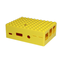 Case amarelo estilo bloco de montar compat&iacute;vel com Raspberry Pi 3B/3B+