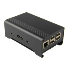 Gabinete em alum&iacute;nio com faixa preta para Raspberry Pi 3B/3B+