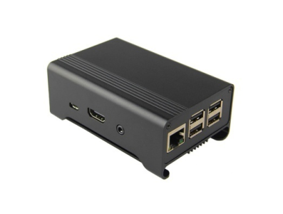 Gabinete em alum&iacute;nio com faixa preta para Raspberry Pi 3B/3B+ - Imagem 1