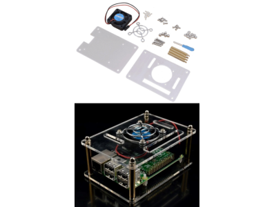 Gabinete acr&iacute;lico transparente com ventoinha para Raspberry Pi 3B/3B+/4B - Imagem 1