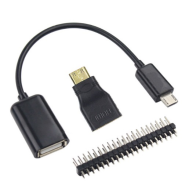 Raspberry Pi Zero 3 em 1, Cabo Micro USB, Pin Header e Adaptador HDMI